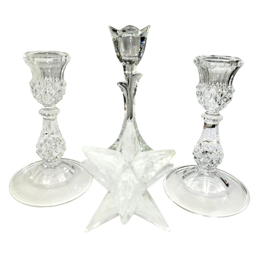 Vtg Tuscany Rosenthal for Pier One Cristal D' Arques set of two 2 Holders Crysta